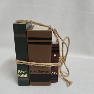 Miniature Decor Books Wood Primitive Peter Rabbit Tom Sawyer ABC Doll House